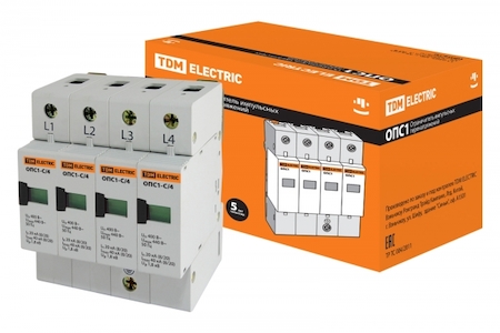 TDM ELECTRIC SQ0201-0008 Разрядник ОПС1-C 4Р In=20kA Un=400B Im=40kA TDM